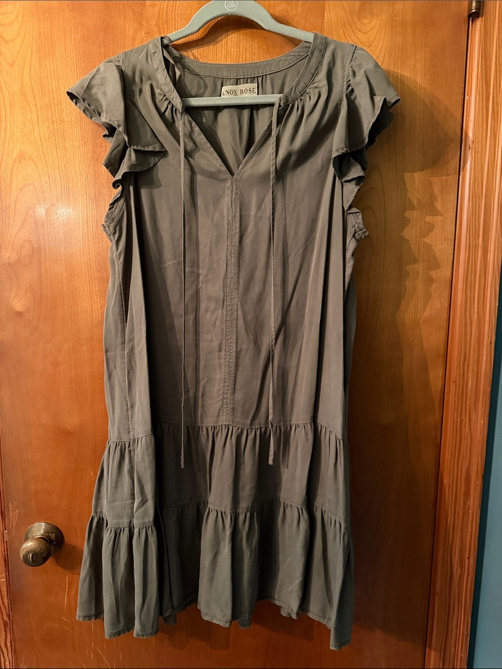 Knox Rose Olive Green Tiered Midi Dress